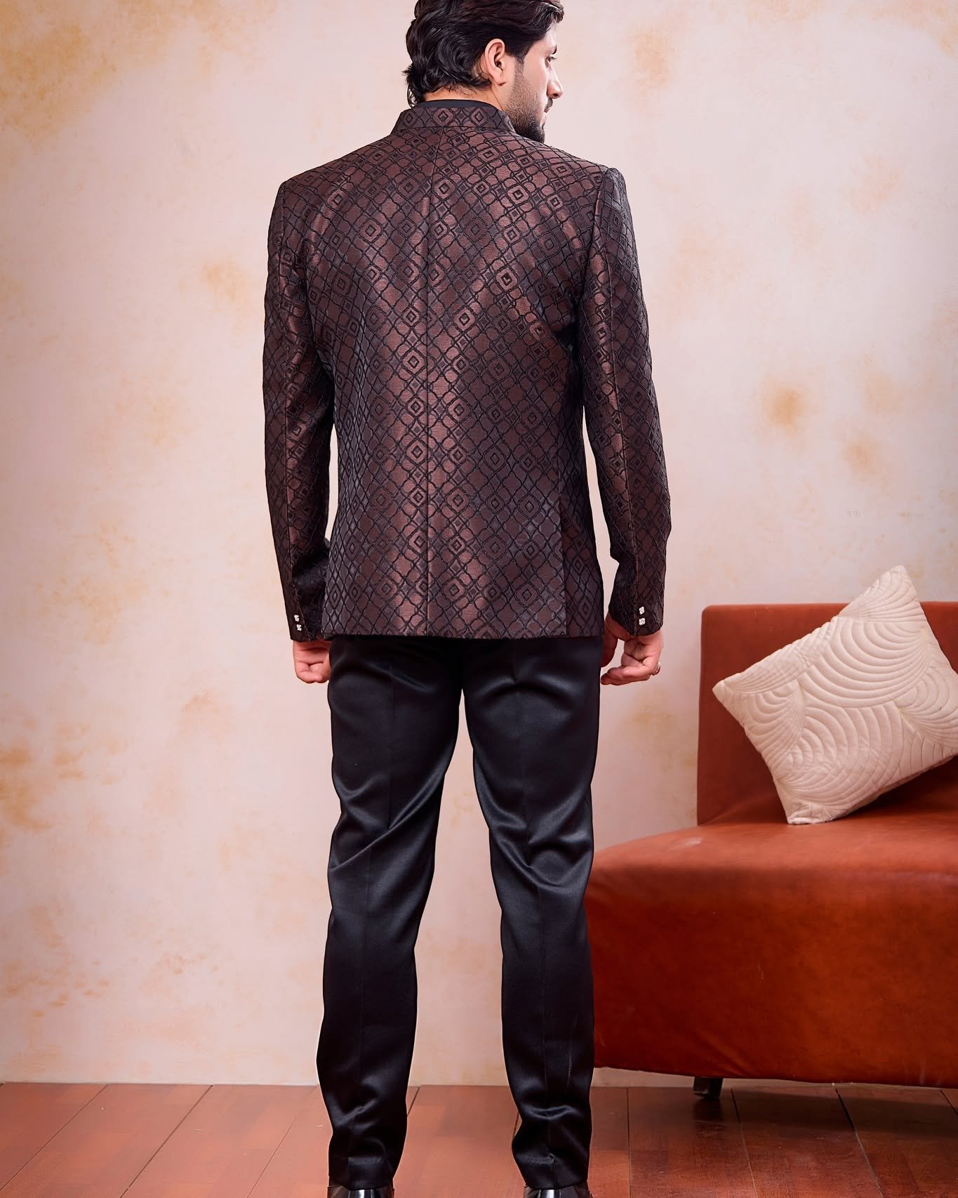Make a powerful style statement with our Designer Brown & Black Jodhpuri Jacket